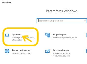 - Fenêtre Paramètres de Windows 10 - Système