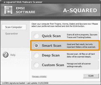 Anti spyware/trojan en ligne a-squared Web tutorial 4.