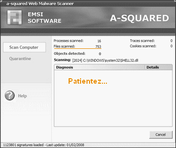Anti spyware/trojan en ligne a-squared Web tutorial 5.