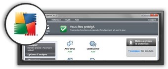 AVG Antivirus Free Edition 2012. Screenshoot et de son logo.