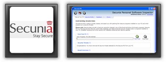 logo et screenshot Secunia Personal Software Inspector (PSI).
