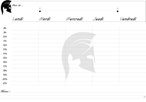 Semainier lundi au vendredi - Sparte - Image de planning de semaine a imprimer.