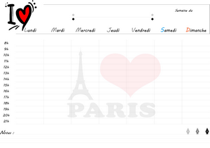 Semainier « I love Paris »  planning de semaine en PDF à imprimer.