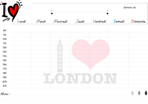 Semainier « I love London »  planning de semaine en PDF à imprimer.