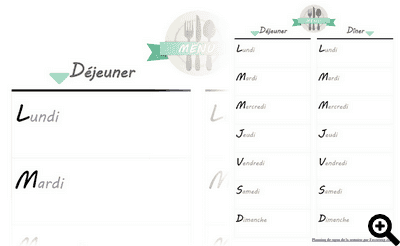 menu heddomadaire à imprimer en couleur