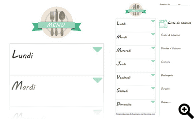 - menu de semaine simple avec liste de courses (planning) -