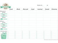 Menu pour la semaine à imprimer au format paysage