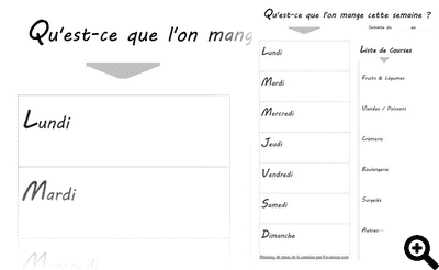 Menus de la semaine à imprimer - Plannings vierges PDF.