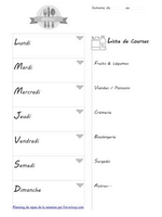 Planning n°2 des menus de la semaine à imprimer en mode portrait