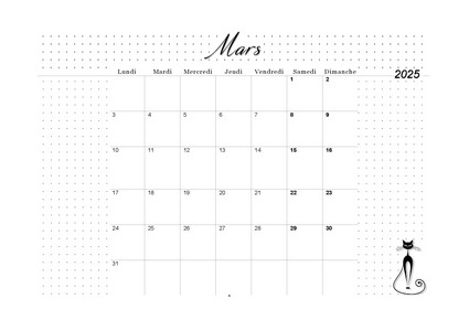 02. Calendrier de mars 2025 à imprimer !