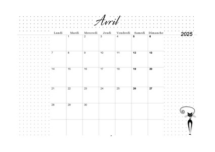 02. Calendrier d'avril 2025 à imprimer !