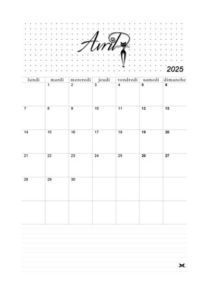 01. Calendrier d'avril 2025 à imprimer !