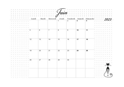 JUIN 2023 CALENDRIER À IMPRIMER - PLANNING VIERGE MENSUEL AU FORMAT A4