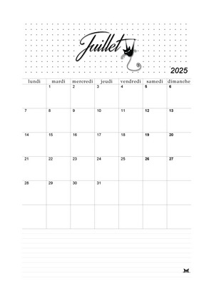 01. Calendrier de juillet 2025 à imprimer !
