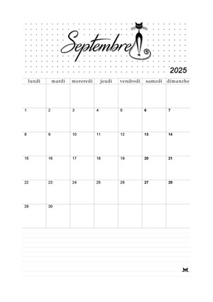 01. Calendrier de septembre 2025 à imprimer !