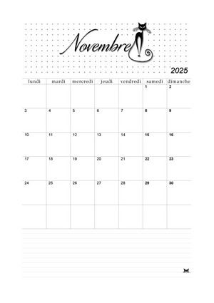 01. Calendrier de novembre 2025 à imprimer !