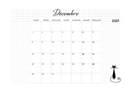 02. Calendrier de décembre 2025 à imprimer !