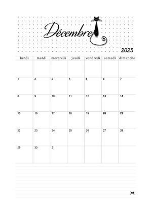01. Calendrier de décembre 2025 à imprimer !