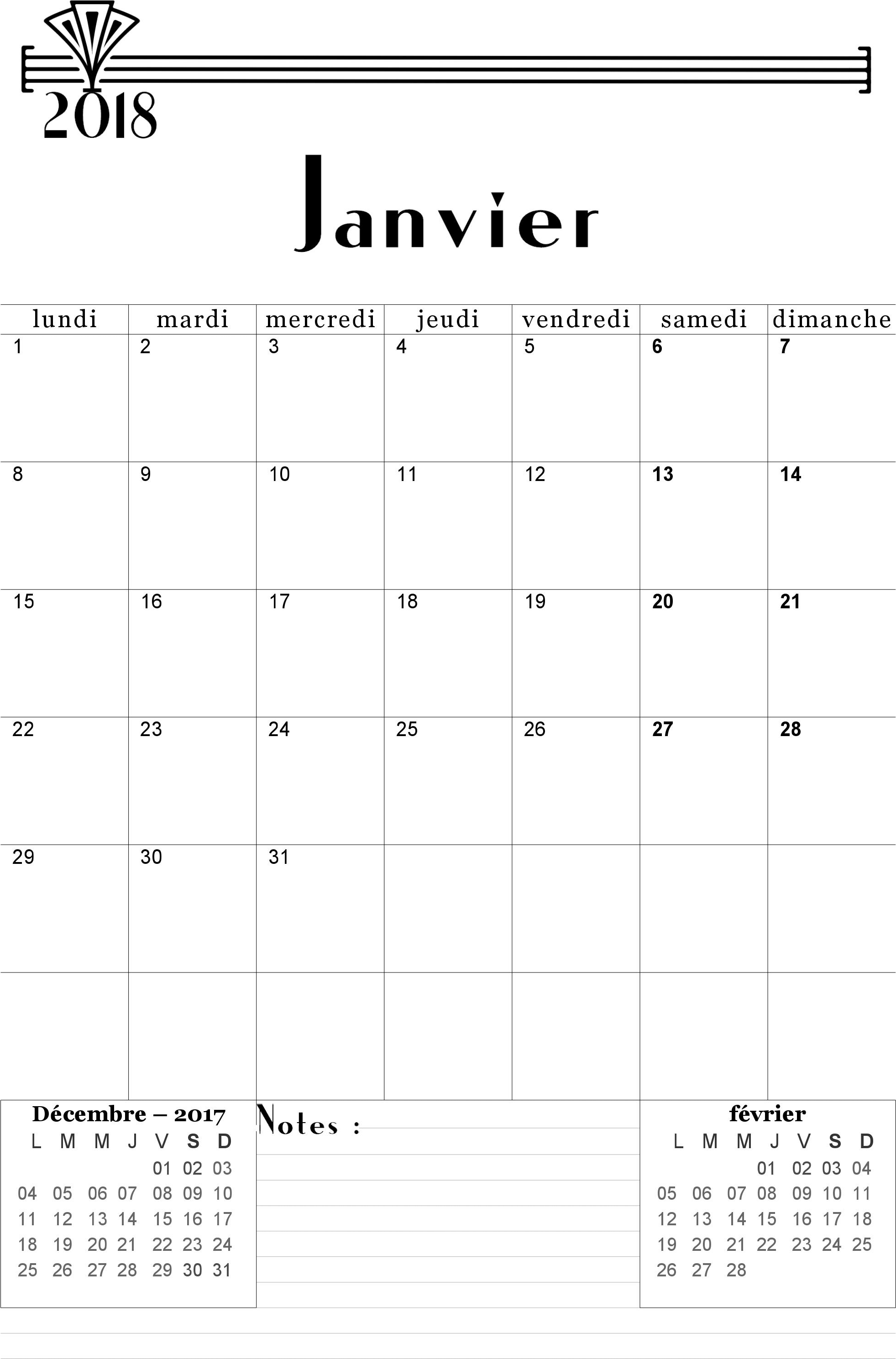 calendrier a imprimer gratuit