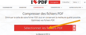 Interface Ilovepdf pour ajouter un nouveau fichier PDF.