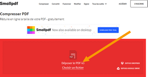 Interface Smallpdf pour ajouter un nouveau fichier PDF