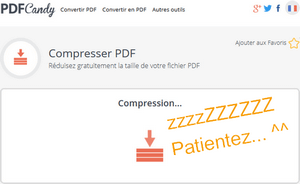 Interface PDFCandy compression du PDF en cours.