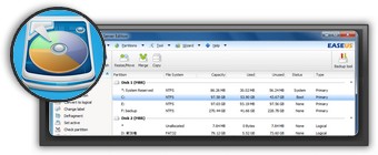Screenshot logiciel EASEUS Partition Master Home Edition.
