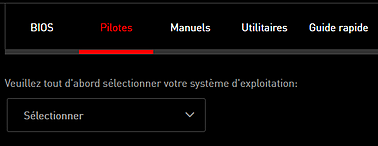 Choix du sytème d'exploitation Windows et téléchargement des pilotes.