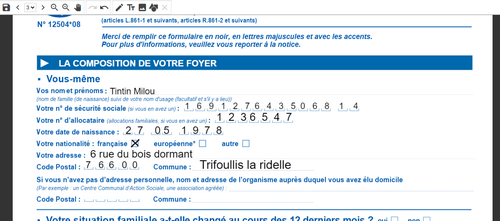 Exemple document administratif rempli avec PDF24 Tools