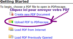 Lien pour envoyer un PDF sur pdfescape.com