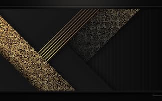 Formes luxueuses aux lignes dorées - Art abstrait noir et or fond d'écran HD.