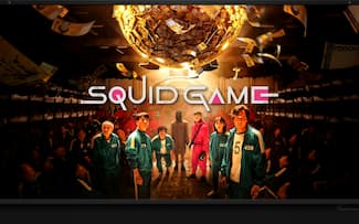 Personnages avec Logo -Le Jeu du calmar - Squid Game Série Netflix - Fond d' écran