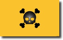 Image de fond d'écran d'une Tête de Mort noir et jaune.