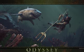 Attaque de requin sur Alexios - Assassin's Creed Odyssey - Fond d' écran du jeu vidéo Ubisoft