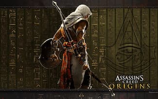 Bayek de dos avec son arc - Jeu vidéo Assassin's Creed Origins Fond d' écran.