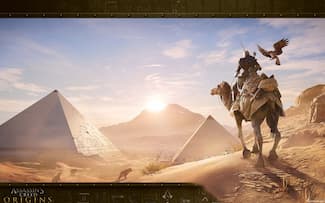 Bayek sur un chameau - Paysage Egypte Jeu vidéo Assassin's Creed Origins Fond d' écran.