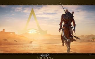 Bayek - Paysage Désertique - Logo - Jeu vidéo Assassin's Creed Origins Fond d' écran.