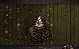 Bayek dans la pyramide | Jeu vidéo Assassin's Creed Origins Logo Fond d' écran.