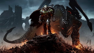 DOOM The Dark Ages (Slayer et dragon) image de fond d'écran.