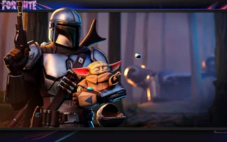 Le mandalorien et bébé Yoda, Fortnite Battle Royale fond d'écran HD.