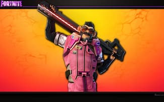 Skin de Fortnite : image de fond d'écran de la tenue nebula rose du personnage de J.B. Chimpanski.