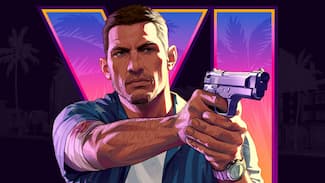 GTA 6 (Jason armé et logo VI de GTA) fond d'écran.