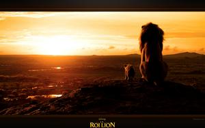 Le Roi lion : fond d'écran Mufasa et Simba + coucher de soleil - image arrière-plan de bureau HD - wallpaper Favorisxp