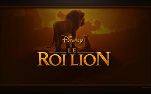Le Roi lion : fond d'écran du logo Disney avec Mufasa et Simba.
