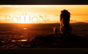 Le Roi lion : fond d'écran de Mufasa et Simba + le logo Disney. 