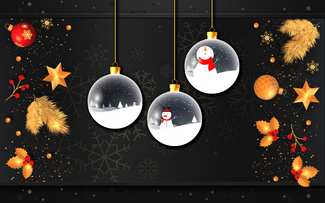 Jolies boules de Noël avec des décorations de bonhommes de neige à l'intérieur.
