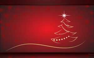 Un superbe sapin de Noël au design minimaliste sur fond rouge.