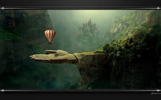 Paysage de montagnes imaginaires comme fond d'écran.