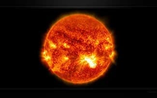 Soleil éruption solaire, fond d'écran HD depuis l'espace.