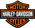 Harley-Davison logo, bouclier & bar, orange et noir. 